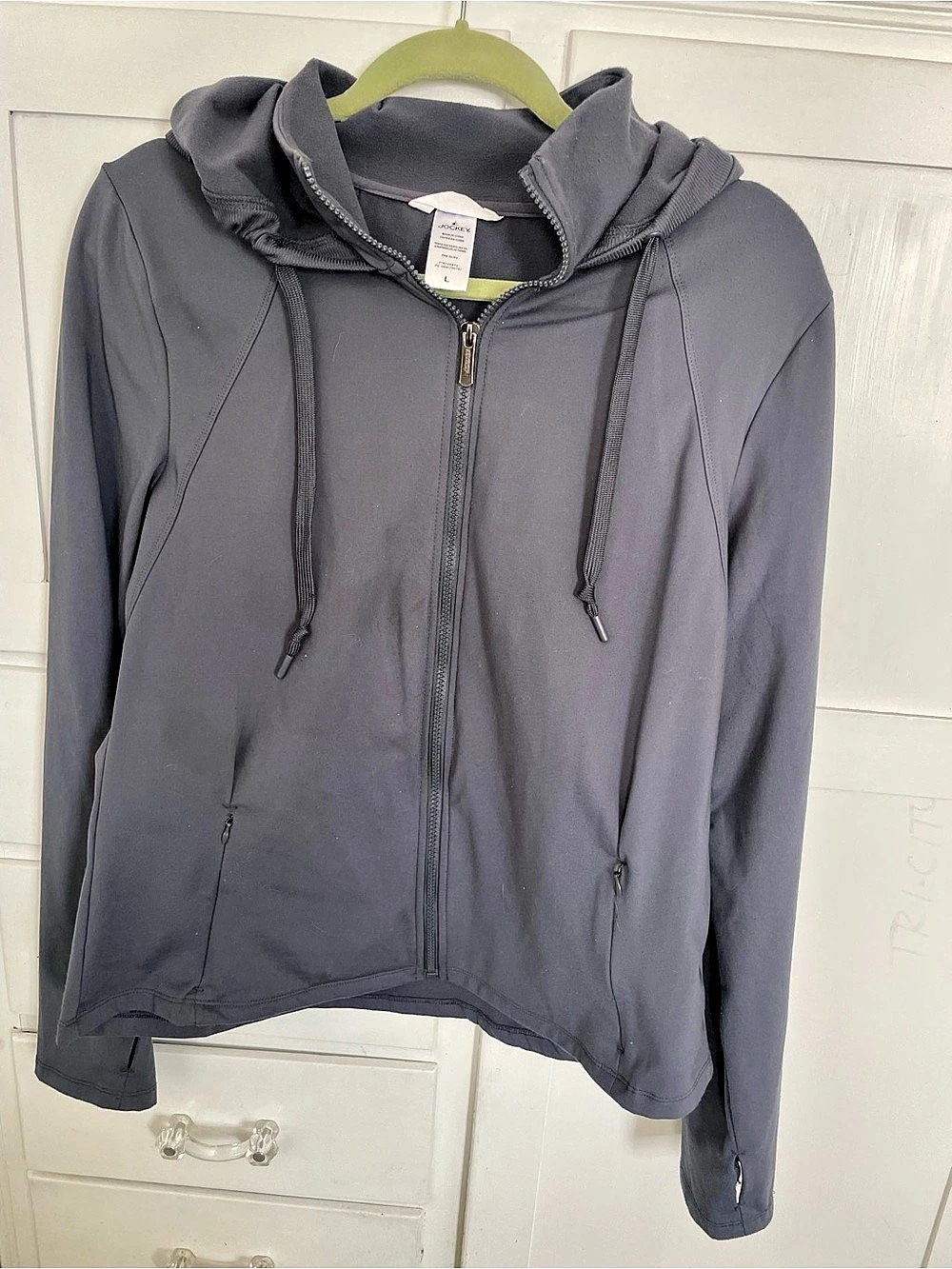 Jockey Hooded Full-Zip Jacket Size Large in Gray